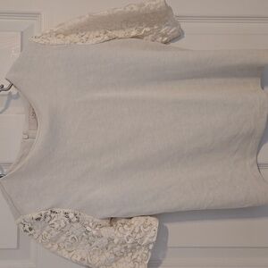 Loft Cream Lace Sleeve Top Size Small